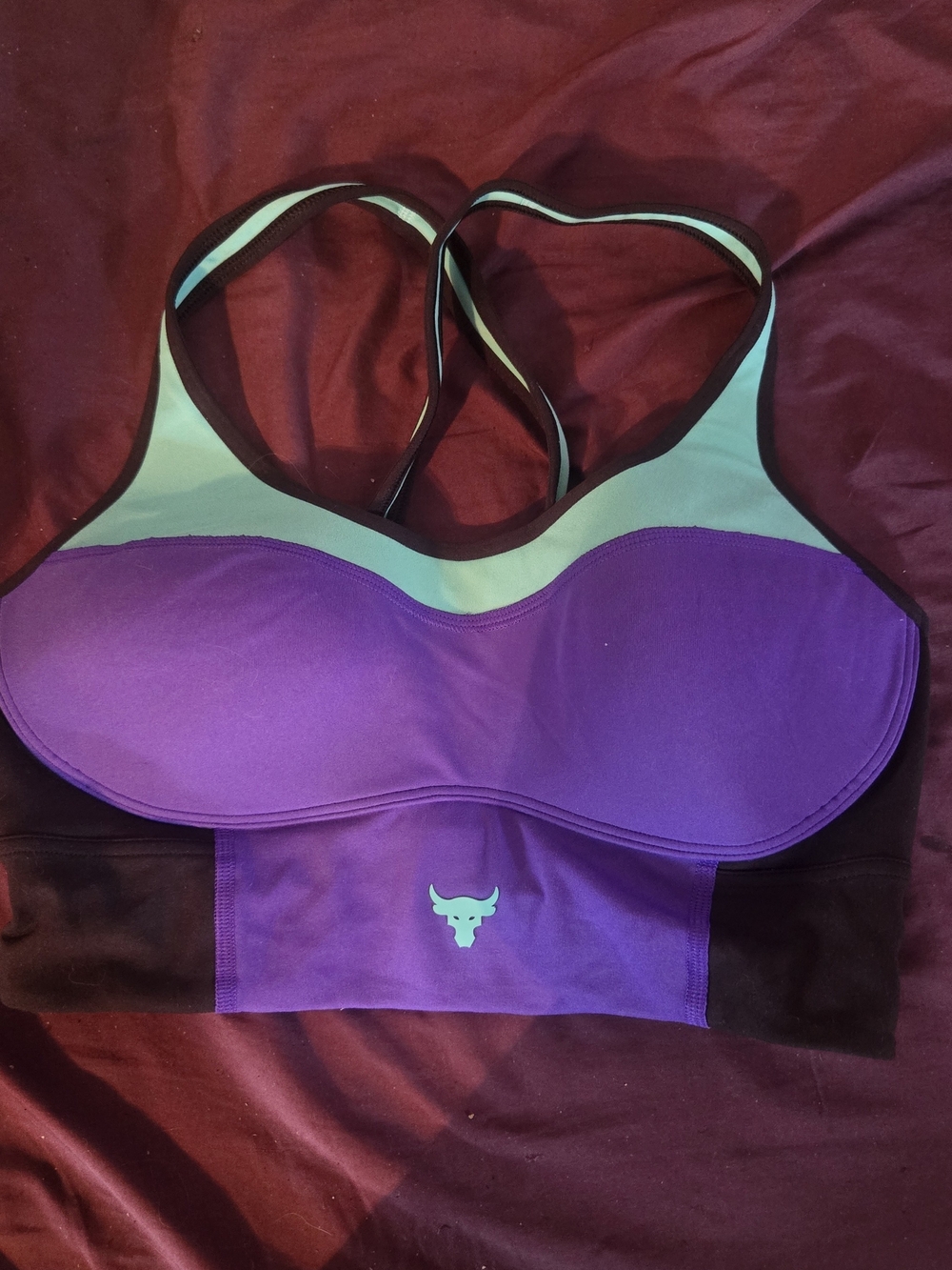 Under Armour  Project Rock Infinity Purple Sports Bra with Blue Accents